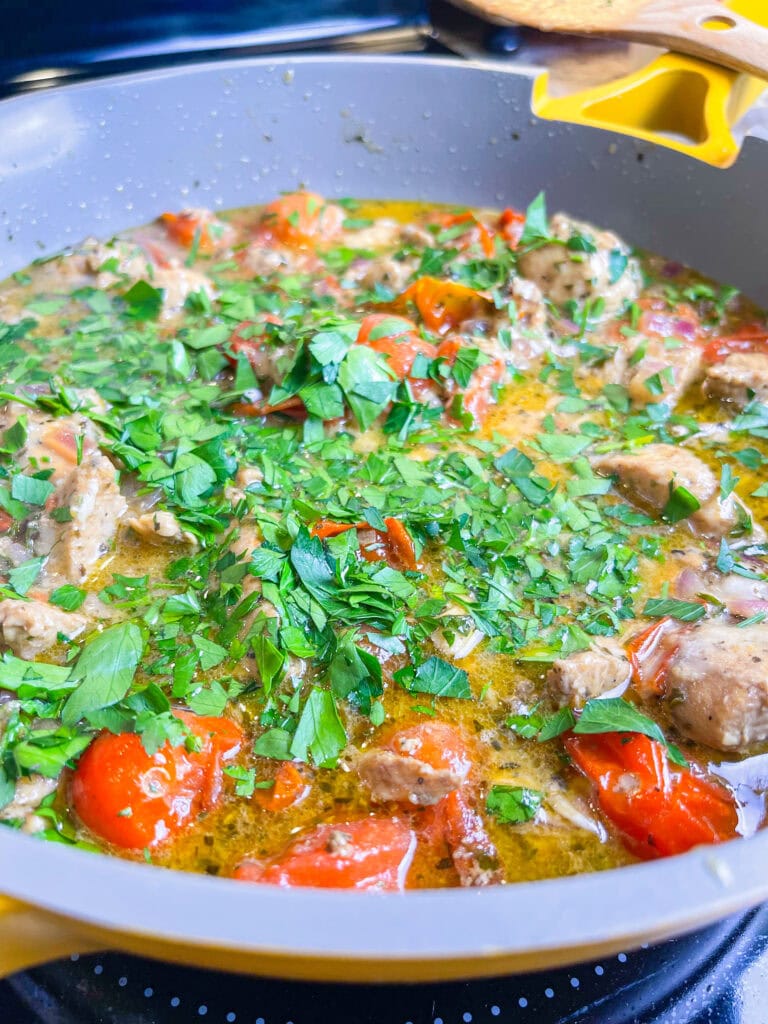 If you're looking for a dinner that feels a little fancy but is secretly easy and totally family-friendly, this Creamy Bruschetta Chicken Pasta is it. Juicy, seasoned chicken is tossed with tender pasta in a rich, parmesan cream sauce a with a fresh marinated tomatoes that add just the right pop of brightness.