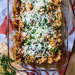 one dish casserole made with diced tomatoes, Italian seasoning, rice, and chicken