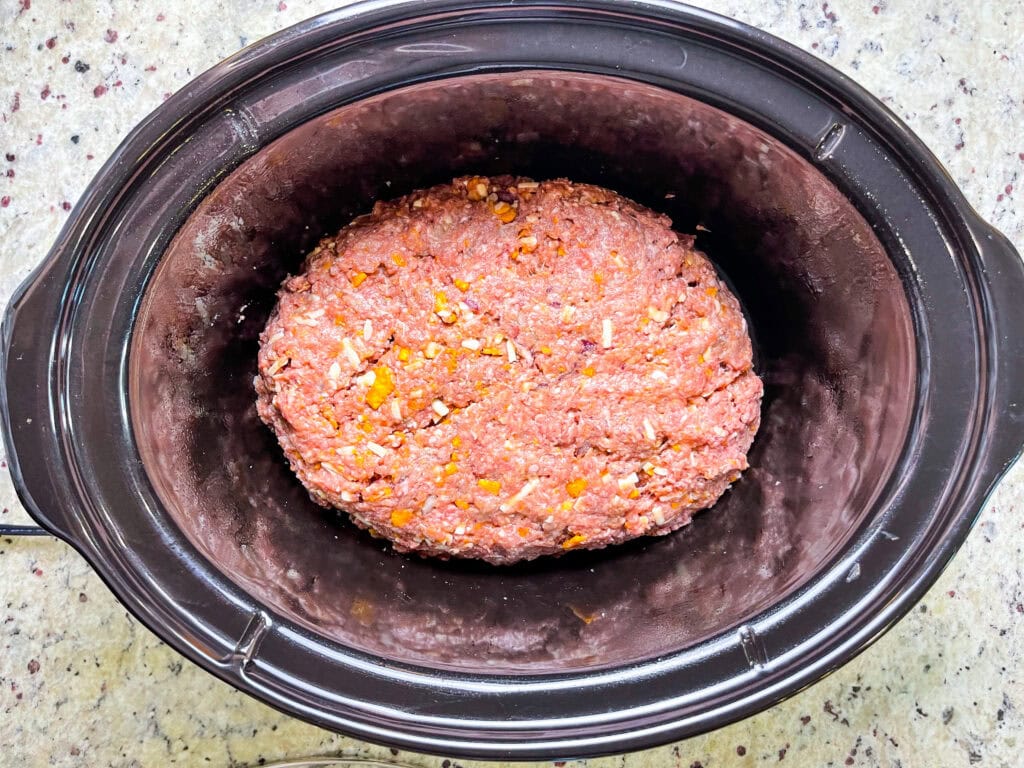 Moist and cheesy BBQ meatloaf in the slow cooker
