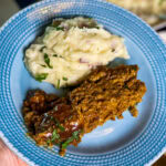 Moist and cheesy BBQ meatloaf in the slow cooker