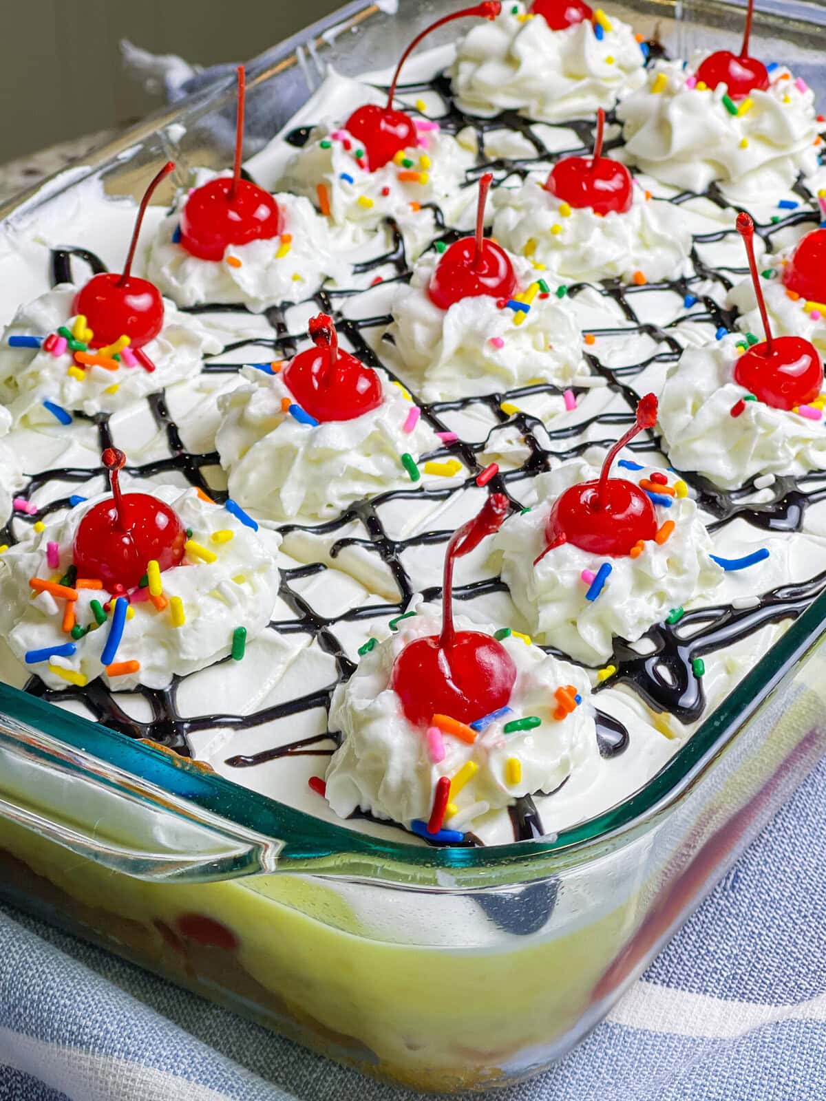 Banana Split Poke Cake