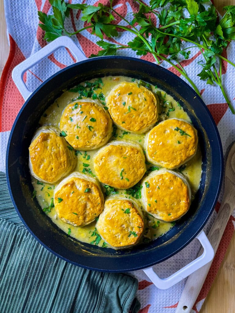 Creamy chicken over canned biscuits recipe