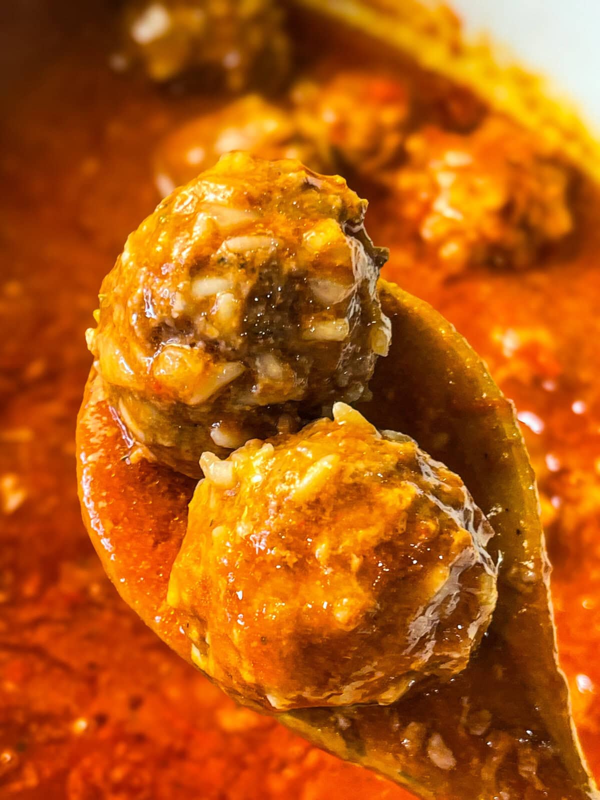 ground meat stuffed with rice slow cooked in a tomato based sauce