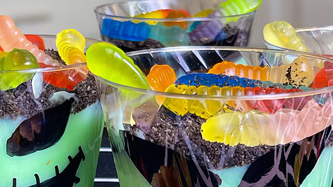 Oogie Boogie Pudding Dirt Cups -